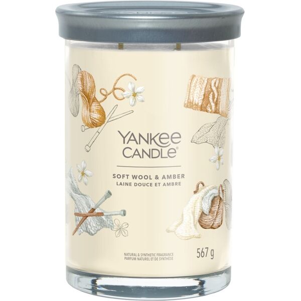 yankee candle - candela tumbler grande signature soft wool & amber candele 567 g unisex