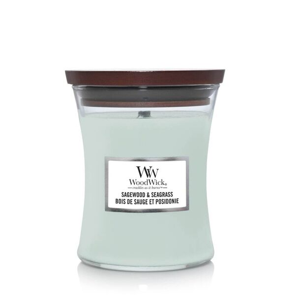 woodwick - candela media sagewood & seagrass candele 275 g unisex