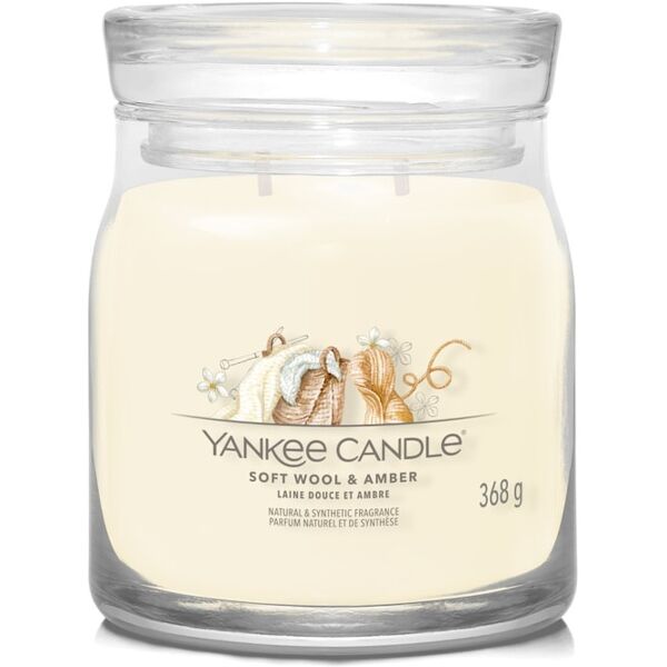 yankee candle - candela media signature soft wool & amber candele 368 g unisex