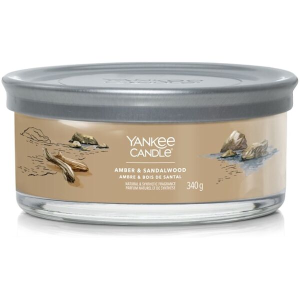 yankee candle - candela tumbler a 5 stoppini signature amber & sandalwood candele 340 g unisex