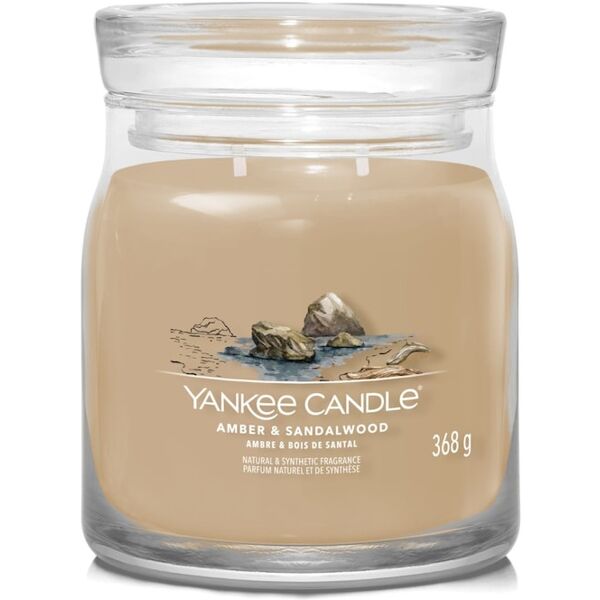 yankee candle - candela media signature amber & sandalwood candele 368 g unisex