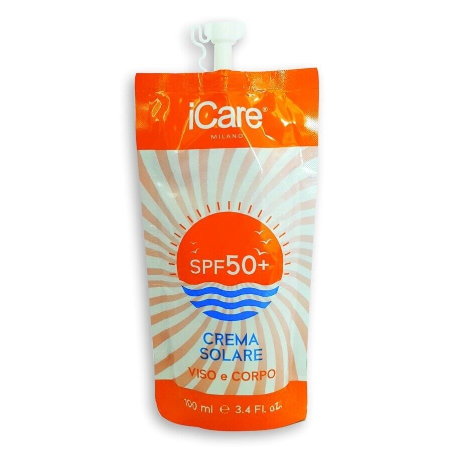 icare milano - crema solare spf50 viso e corpo creme solari 100 ml unisex