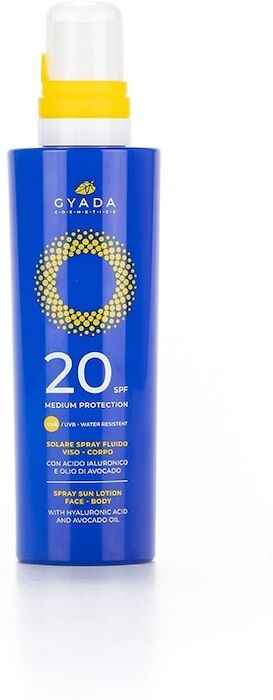 gyada cosmetics - solare spray viso corpo spf20 protezione media creme solari 200 ml unisex