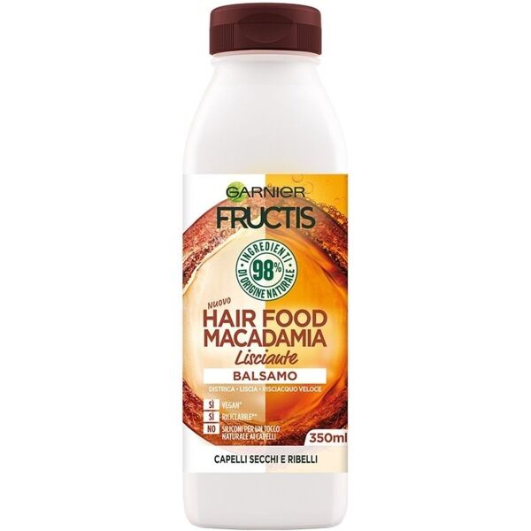 garnier - fructis hair food, balsamo lisicante macadamia per capelli da lisciare, macadamia, 3 350 ml female