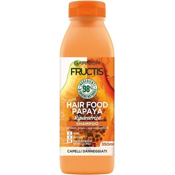 garnier - fructis hair food, shampoo riparatore per capelli danneggiati, papaya, 3 350 ml female