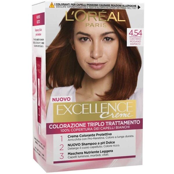 l'oréal paris - excellence, copre i capelli bianchi, colore ricco, luminoso e a lunga durata, tinta 172 ml marrone unisex