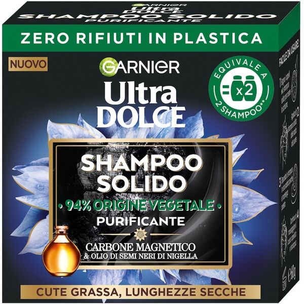 garnier -  ultra dolce carbone magnetico shampoo solido purificante 60 g unisex