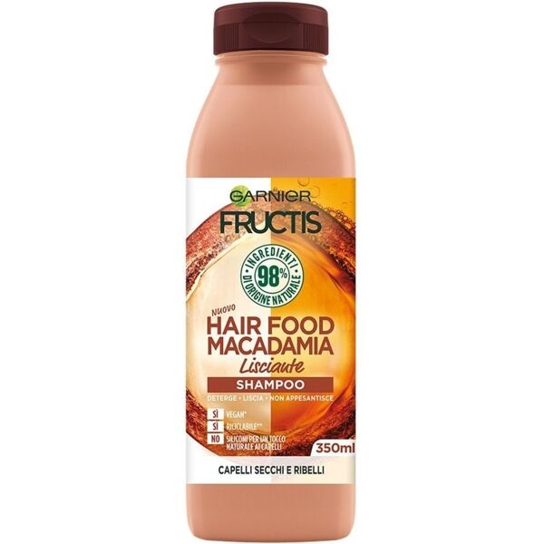 garnier - fructis hair food, shampoo lisicante per capelli da lisciare, macadamia, 3 350 ml female