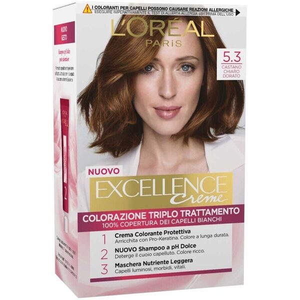 l'oréal paris - excellence, copre i capelli bianchi, colore ricco, luminoso e a lunga durata, tinta 172 ml marrone unisex