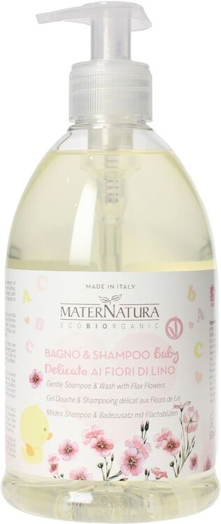 maternatura - bio beauty routine baby bagno & shampoo baby delicato ai fiori di lino 500 ml unisex