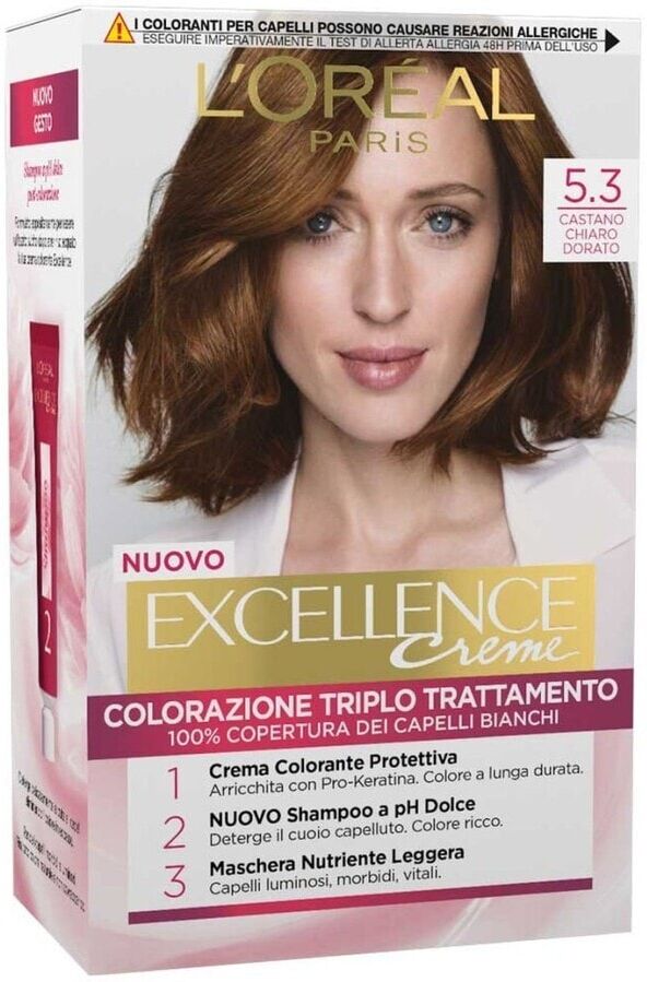 l'oréal paris - excellence, copre i capelli bianchi, colore ricco, luminoso e a lunga durata, tinta 172 ml marrone unisex