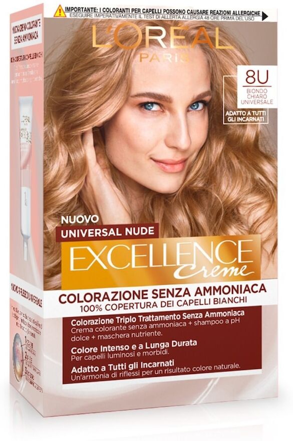 l'oréal paris - l’oréal paris colorazione permanente excellence universal nude, senza ammoniaca, con riflesso universale, adatto a tutti gli incarnati, colore intenso a lunga tenuta, riflessante 172 ml female