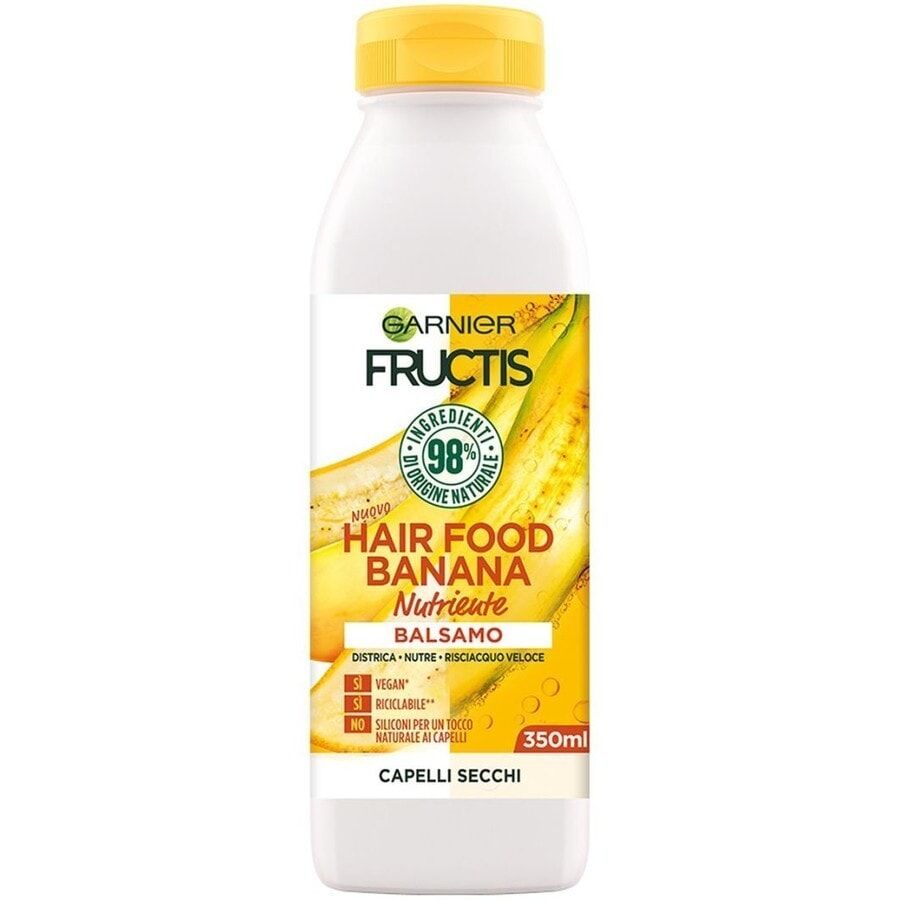 garnier - fructis hair food, balsamo nutriente alla banana per capelli secchi, banana, 3 350 ml female