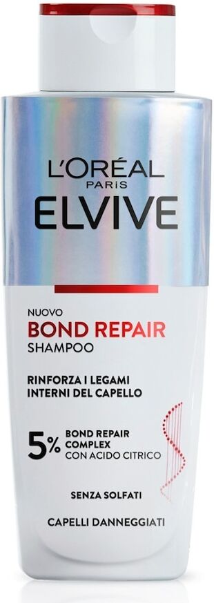 l'oréal paris - elvive bond repair shampoo con 5% bond repair complex con acido citrico 200 ml unisex