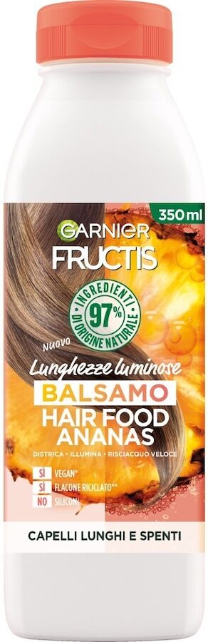 GARNIER - Balsamo Lunghezze Luminose Fructis Hair Food Ananas, Balsamo per capelli lunghi e spenti 350 ml unisex