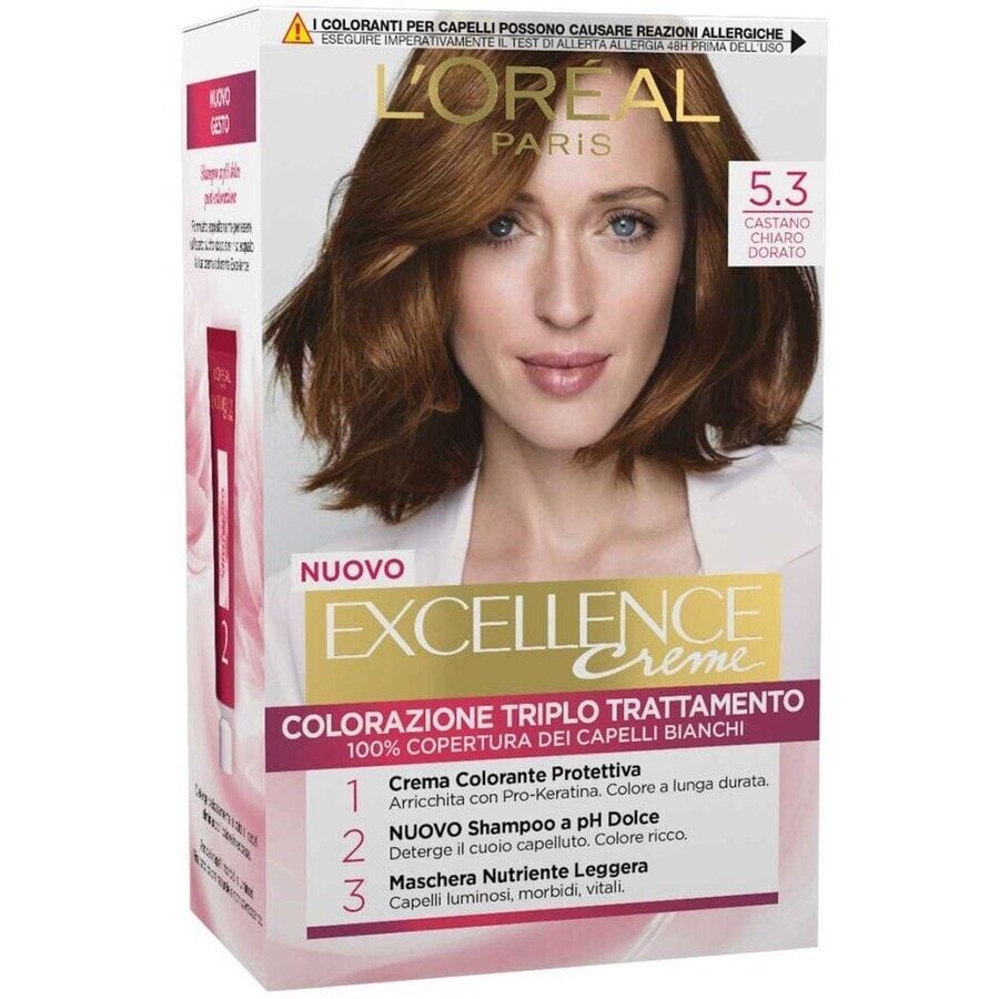 L'Oréal Paris - Excellence, Copre i capelli bianchi, colore ricco, luminoso e a lunga durata, Tinta 172 ml Marrone unisex
