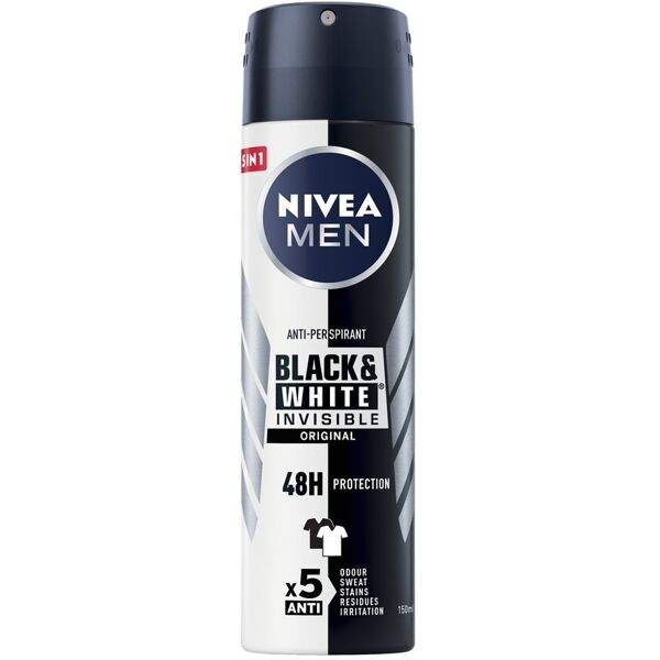 nivea -  men invisible black & white deodorante spray creme corpo 150 ml male