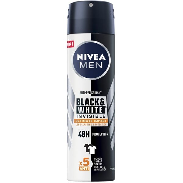 nivea -  black & white invisible ultimate impact deodorante spray creme corpo 150 ml male