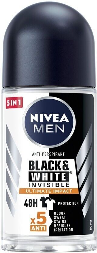 nivea -  black & white invisible ultimate impact deodorante roll on creme corpo 50 ml male