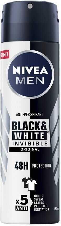 nivea -  men invisible black & white deodorante spray creme corpo 150 ml male