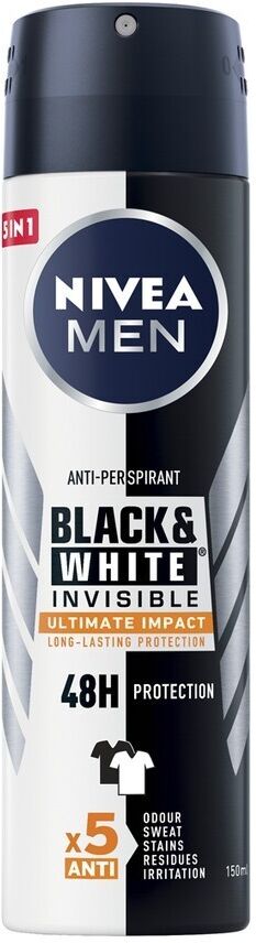 nivea -  black & white invisible ultimate impact deodorante spray creme corpo 150 ml male