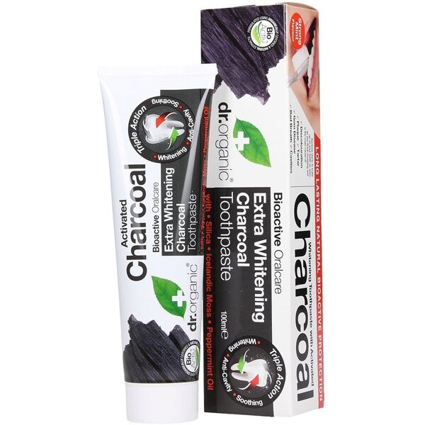 dr. organic - activated charcoal extra whitening charcoal toothpaste dentifricio 100 ml unisex