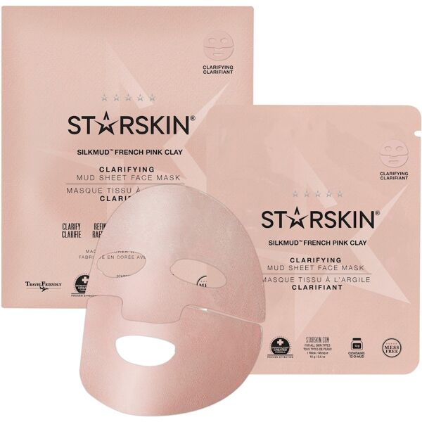 starskin® - silkmud™ pink french clay purifying mud sheet mask (depurante) maschera idratante 16 g unisex