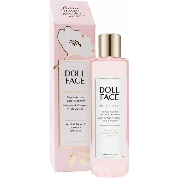 doll face - invigorate triple-action facial cleanser gel detergente 240 ml bianco unisex