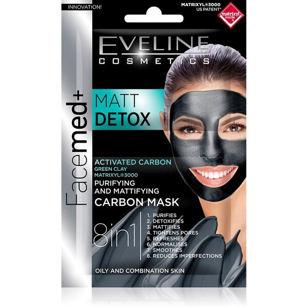 eveline comsetics - matt deep detox carbon mask maschere carbone attivo 10 ml unisex