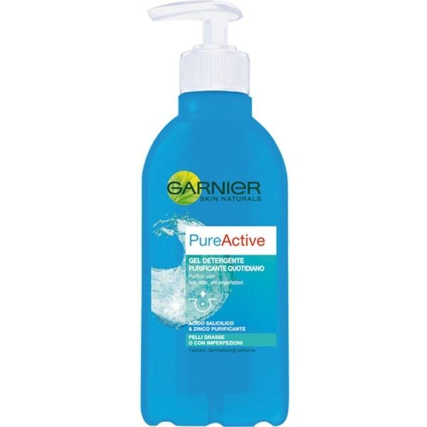 garnier - pure active, gel detergente purificante quotidiano per pelli miste-con imperfezioni, sapone viso 200 ml female