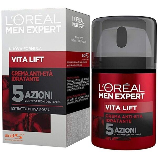 l´oréal men expert - vitalift5, azione anti-rughe vitalift5 per combattere i segni dell'età, per uomo, 50 ml cura del viso male