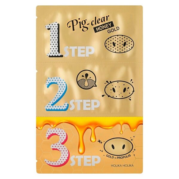 holika holika - pig nose clear black head 3-step kit (honey gold) maschere fango 8 g unisex