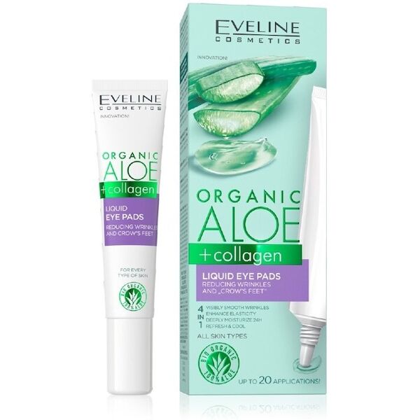 eveline comsetics - organic aloe+collagen liquid eye pads wrinkles and crow’s feet reduction maschere occhi & labbra 20 ml unisex