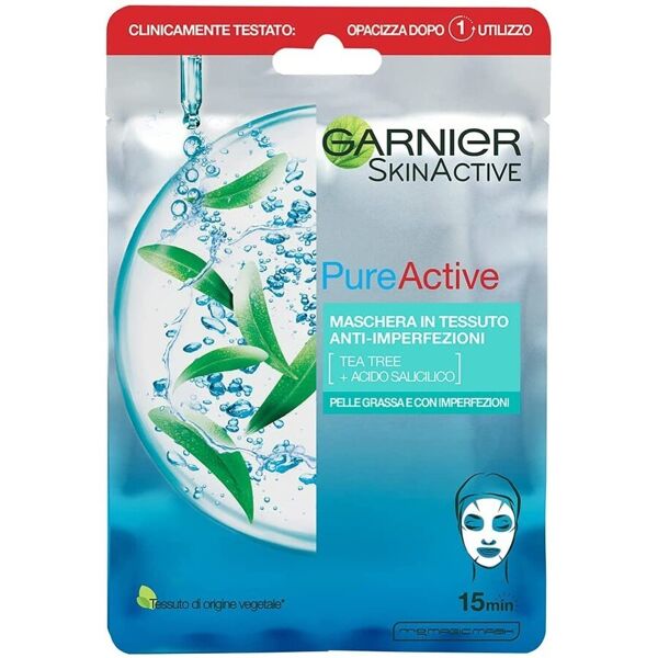 garnier - maschera in tessuto anti-imperfezioni e idratante pure active maschere in tessuto 28 g female