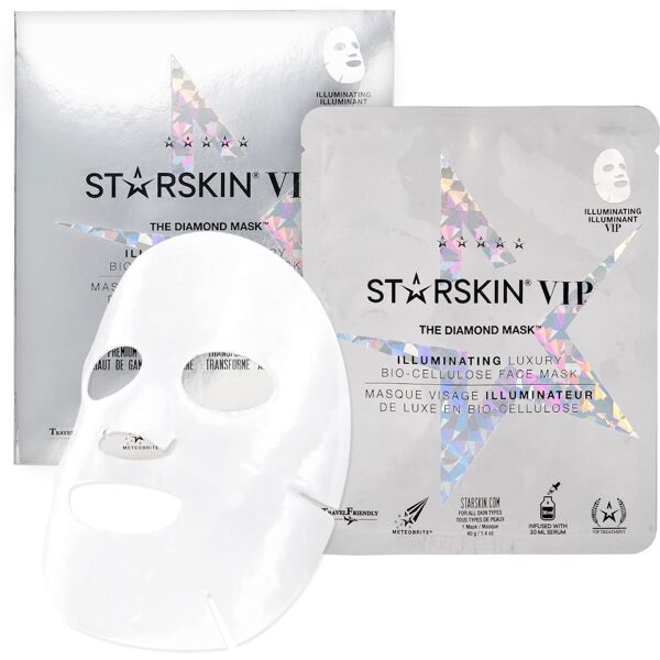 starskin® - the diamond mask™ vip maschera viso illuminante seconda pelle in biocellulosa di cocco maschera idratante 30 ml unisex