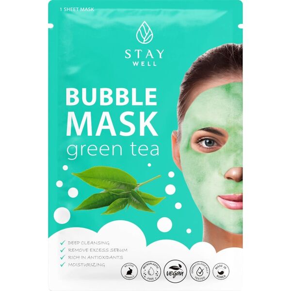 stay well - deep cleansing bubble mask – green tea maschere in tessuto 20 g unisex