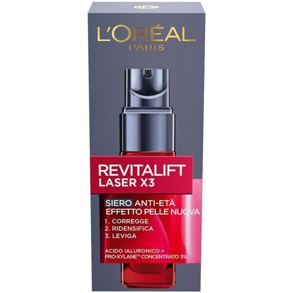 l'oréal paris - revitalift laser x3, azione antirughe anti-età con acido ialuronico e pro-xylane crema viso 30 ml female