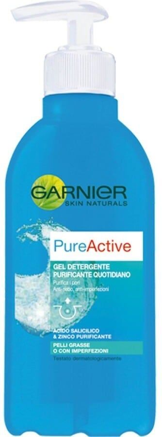 garnier - pure active, gel detergente purificante quotidiano per pelli miste-con imperfezioni, sapone viso 200 ml female