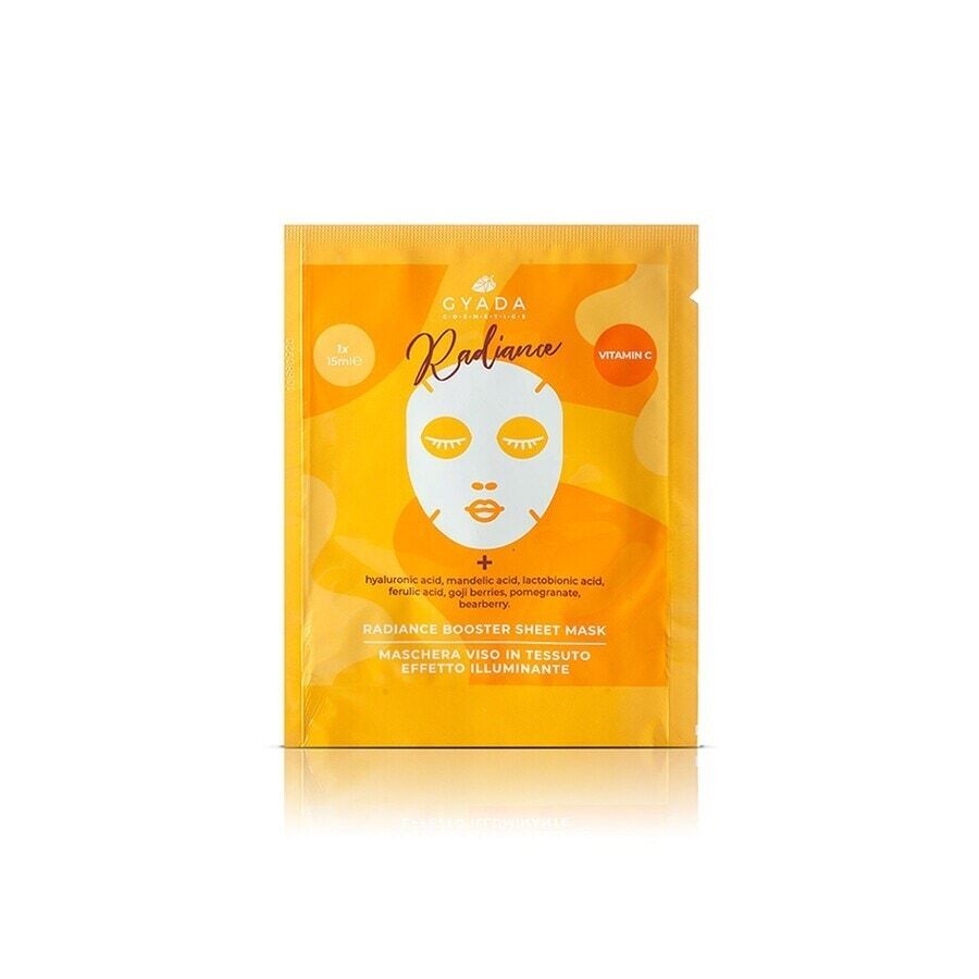 gyada cosmetics - radiance booster sheet mask - maschera viso in tessuto illuminante maschere glow 15 ml unisex