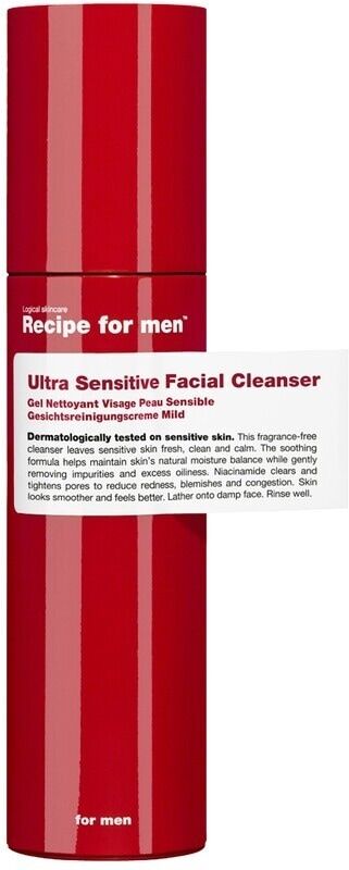 recipe for men - ultra sensitive facial cleanser pulizia viso 100 ml male