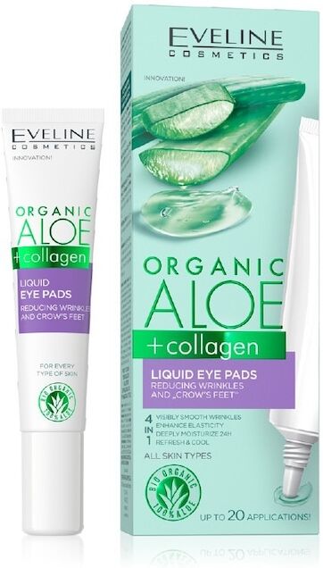 eveline comsetics - organic aloe+collagen liquid eye pads wrinkles and crow’s feet reduction maschere occhi & labbra 20 ml unisex