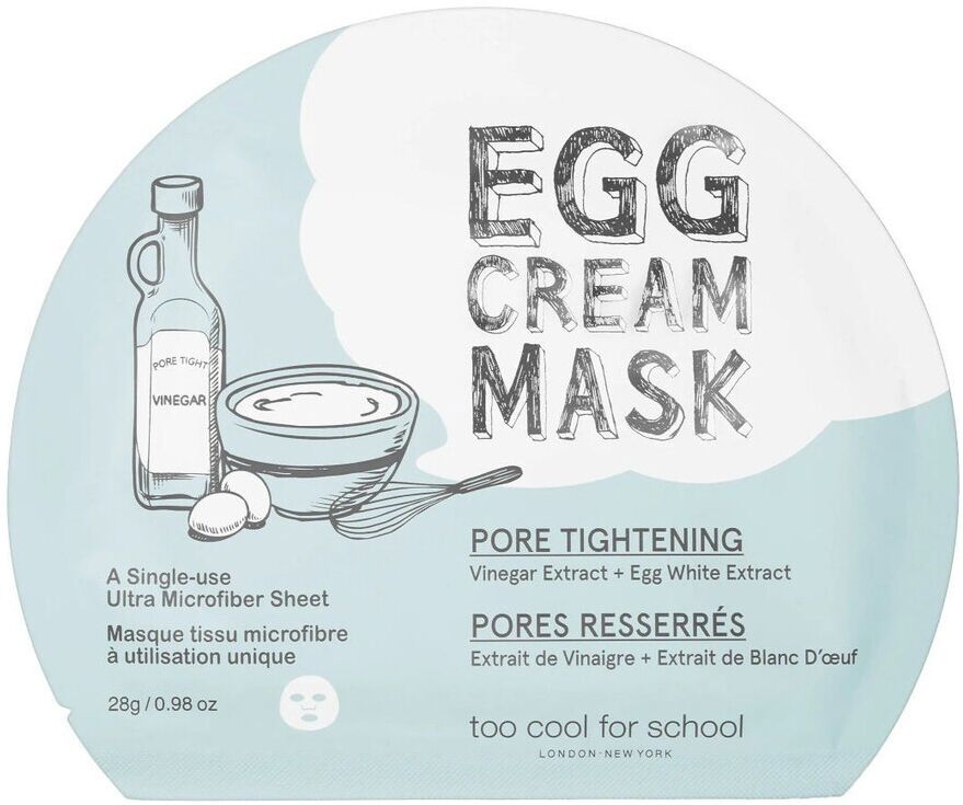 too cool for school - egg cream mask pore tightening maschera idratante 28 g unisex