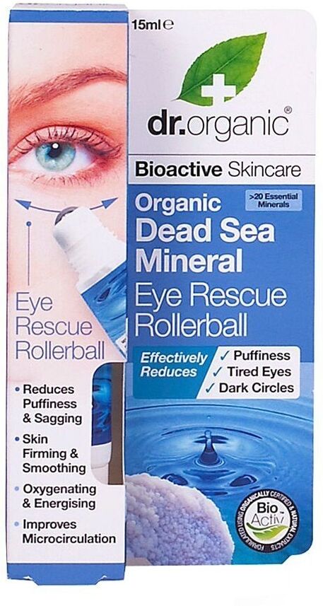 dr. organic - dead sea minerals eye rescue rollerball kit cura occhi 15 ml female