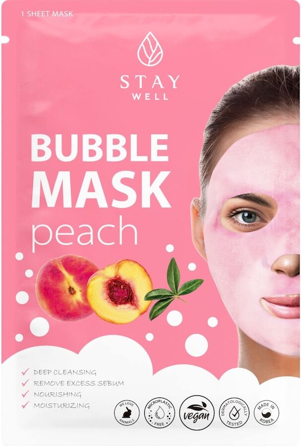 stay well - deep cleansing bubble mask – peach maschere in tessuto 20 g unisex