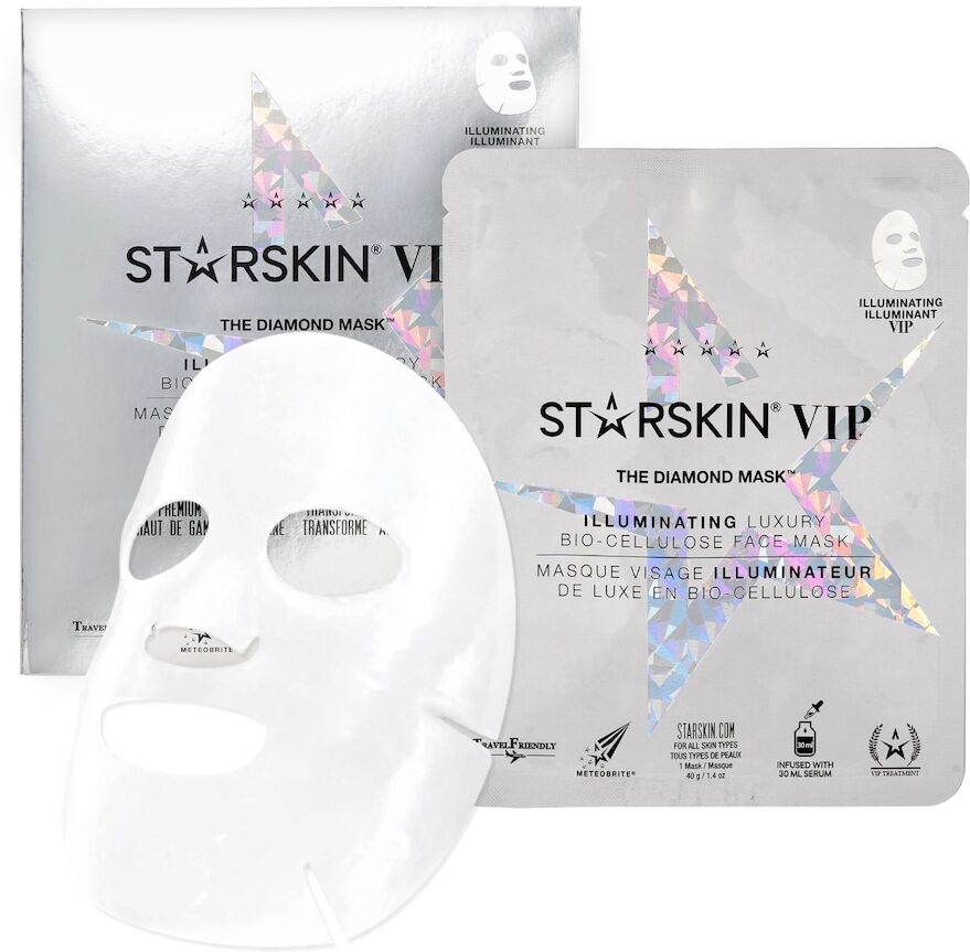 starskin® - the diamond mask™ vip maschera viso illuminante seconda pelle in biocellulosa di cocco maschera idratante 30 ml unisex