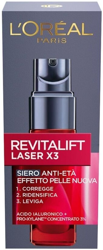 l'oréal paris - revitalift laser x3, azione antirughe anti-età con acido ialuronico e pro-xylane crema viso 30 ml female