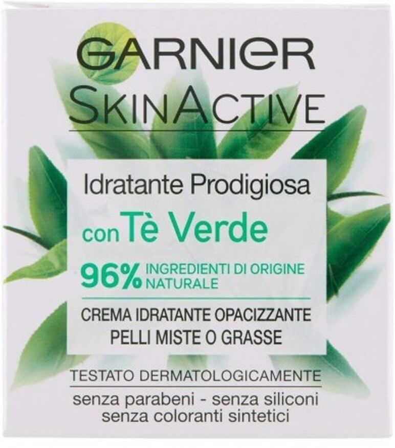 garnier - skinactive, ideale per pelli miste o grasse, arricchita con the verde, crema viso 50 ml female