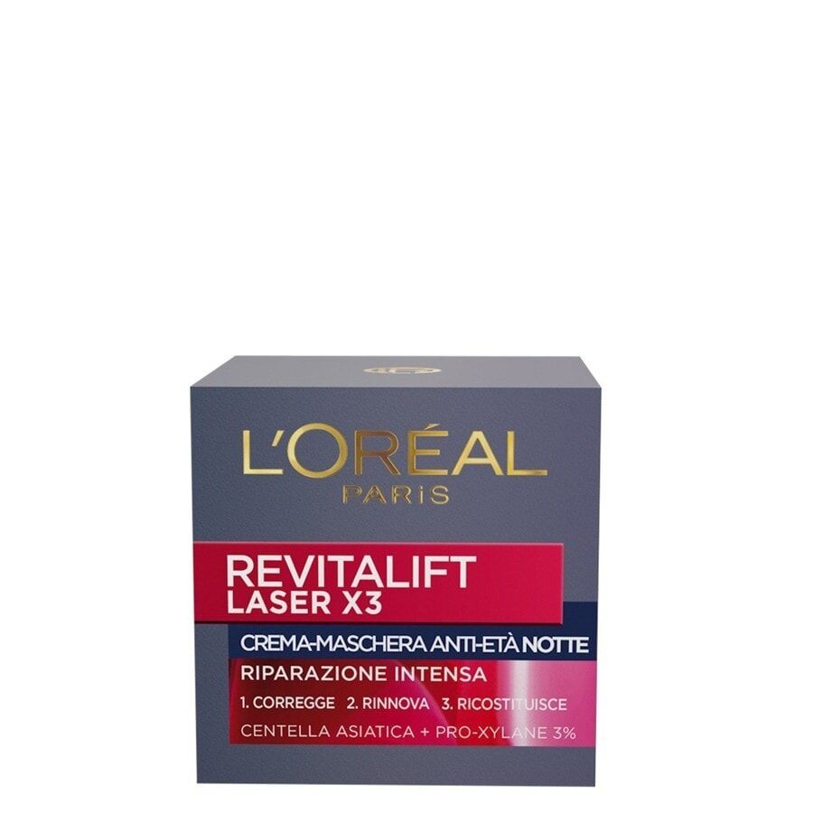 L'Oréal Paris - Revitalift Laser X3, Azione Antirughe Anti-Età con Acido Ialuronico e Pro-Xylane, Crema notte 50 ml female