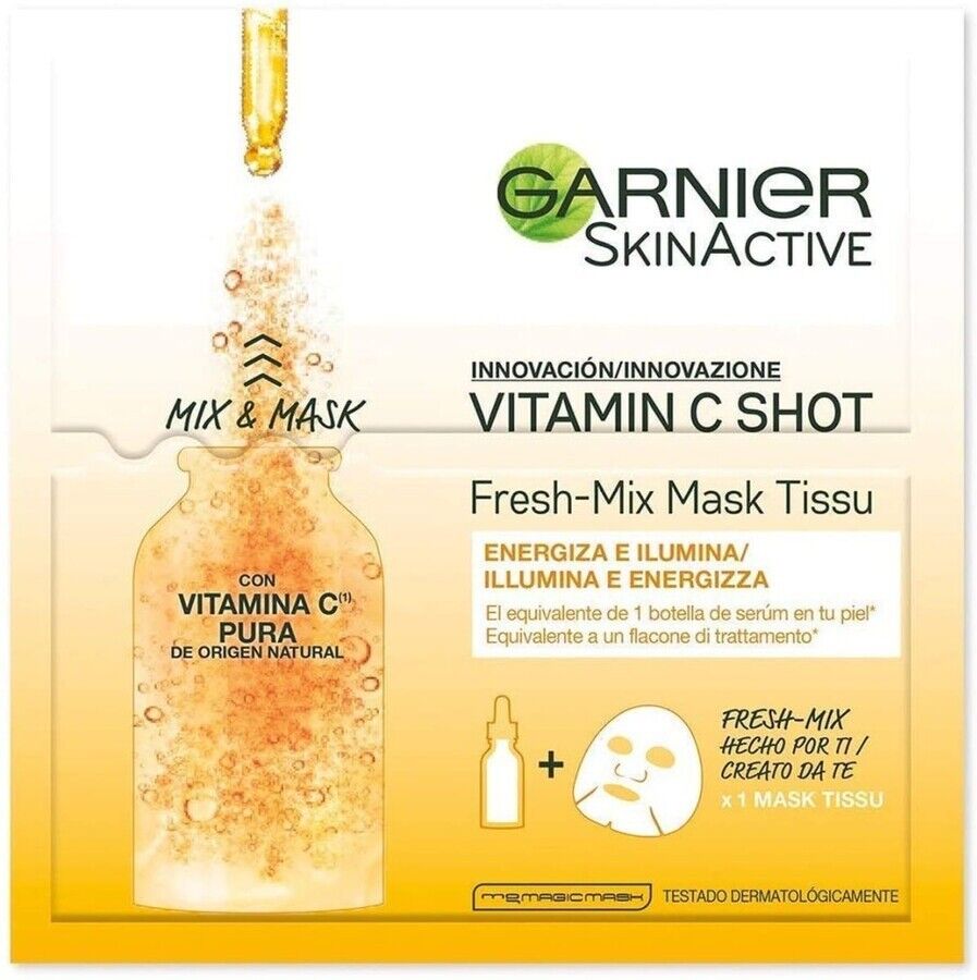 Garnier - Maschera in Tessuto Fresh Mix, Formula Arricchita con Vitamina C, Pelle Illuminata ed Energizzata Maschere glow 165 g unisex