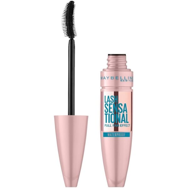 maybelline - ciglia sensazionali, volumizzante, effetto ventaglio sulle ciglia, resistente all'acqua, nero mascara 1 g nero unisex